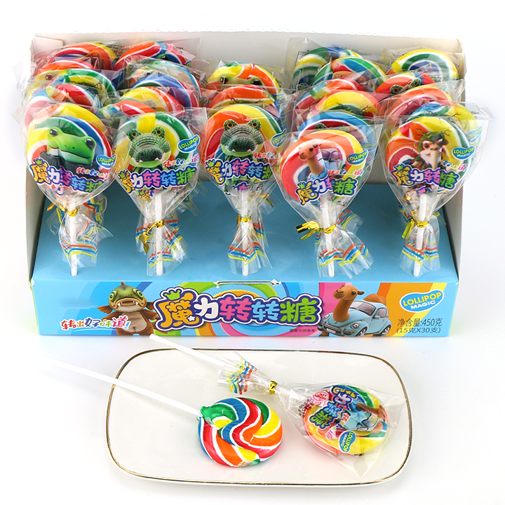15g Rainbow vortex Round Flat Shaped Handmade Hard Lollipop CH-BP157