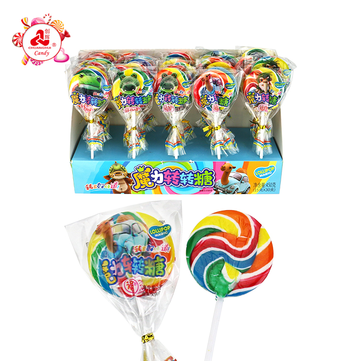 15g Rainbow vortex Round Flat Shaped Handmade Hard Lollipop CH-BP157