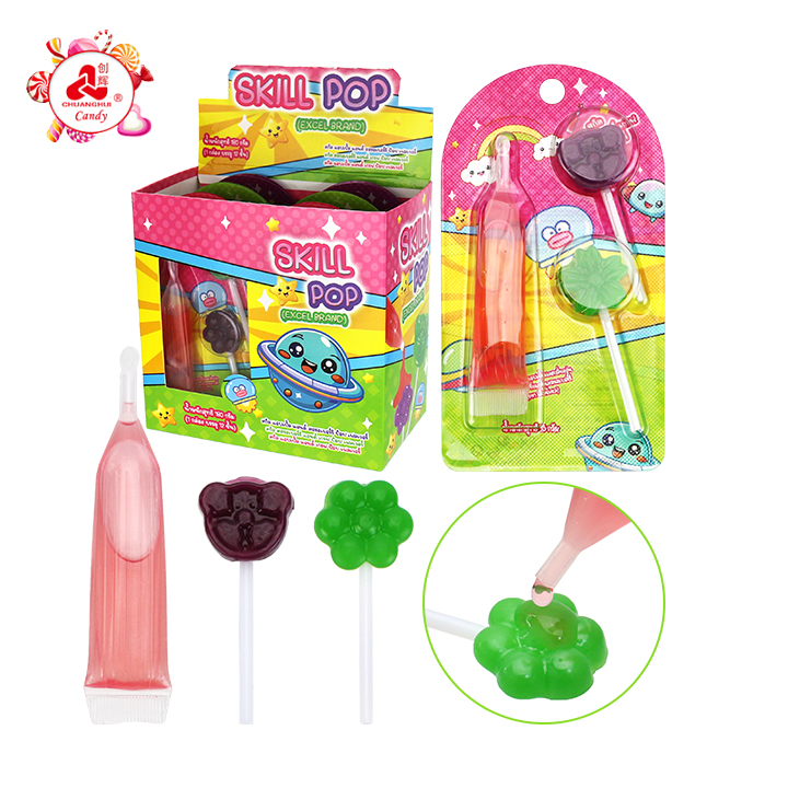 Skill Pop Mini Flower Lollipops with Jam Liquid Candy CH-BP158
