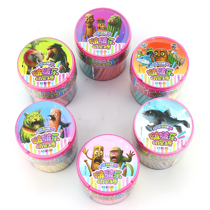 HALAL 4 colors Sweet CC Stick Straw Powder Candy CH-C128