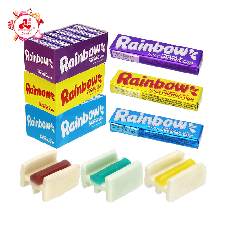 5pcs Assorted Rainbows Jelly Chewing Bubble Gum CH-E362