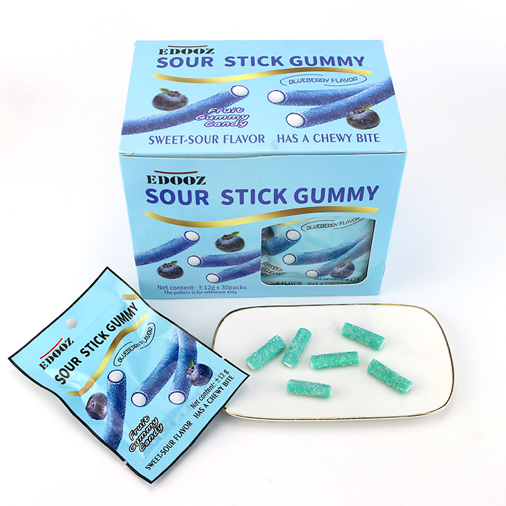 12g fruit flavor Sour stick chewy gummy candy filled with sour powder CH-J767