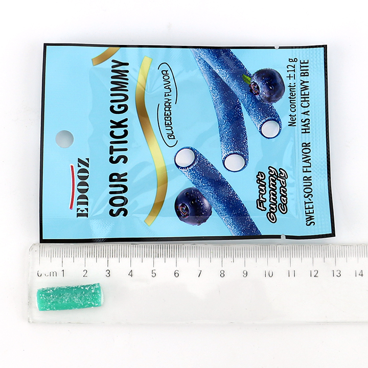 12g fruit flavor Sour stick chewy gummy candy filled with sour powder CH-J767