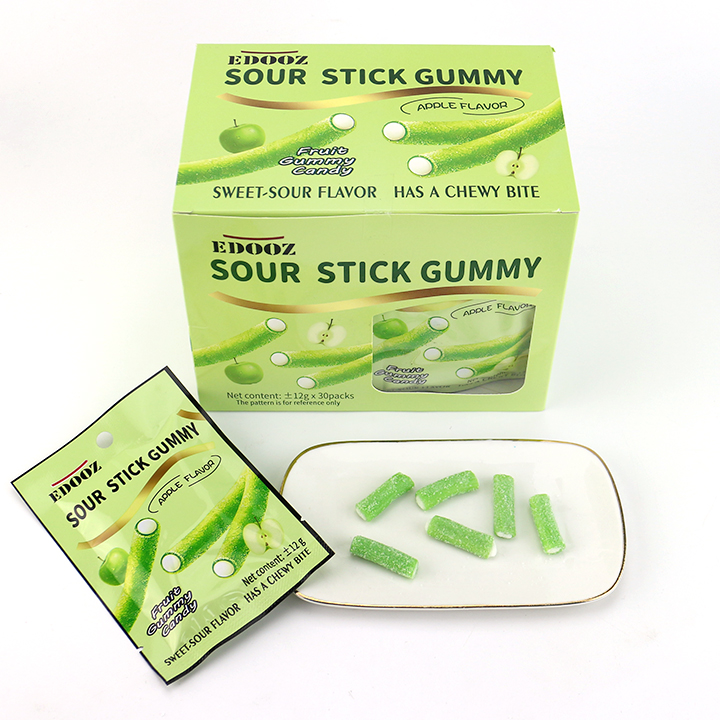 12g fruit flavor Sour stick chewy gummy candy filled with sour powder CH-J767