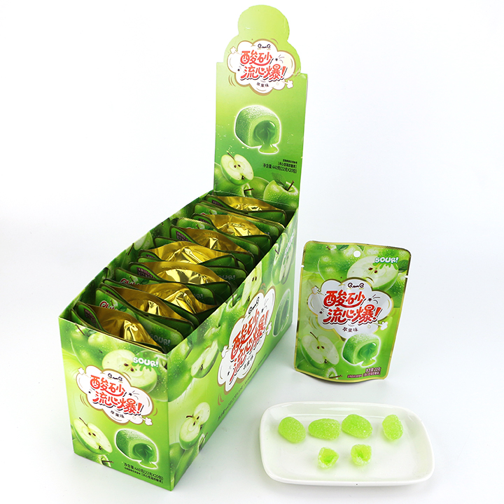 Sour sugar-coated fruit flavors jelly gummy candy with gel jam filling CH-J771