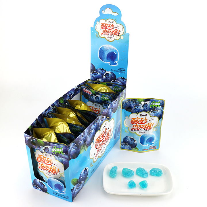 Sour sugar-coated fruit flavors jelly gummy candy with gel jam filling CH-J771