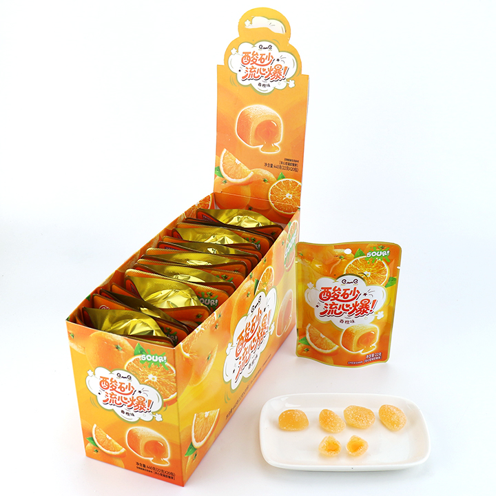 Sour sugar-coated fruit flavors jelly gummy candy with gel jam filling CH-J771