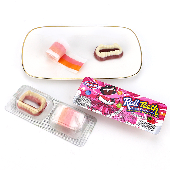 2-in-1 Roll teeth gummy candy & jelly roll candy CH-J773