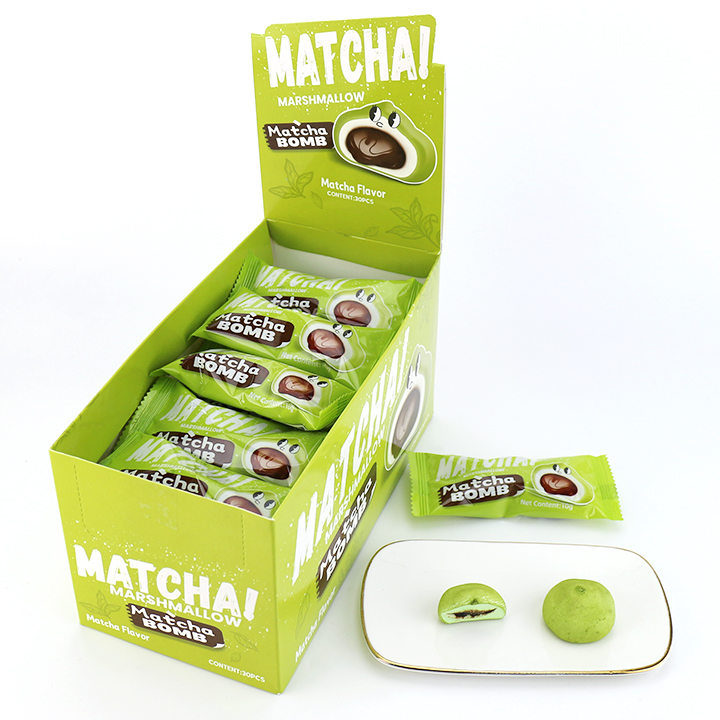 2-in-1 Halal matcha, strawberry, chocolate coated marshmallows with jam filling CH-M246
