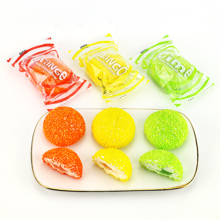 Super Sour Sugar Bead Coated Marshmallow Candy with Jam Filling CH-M249