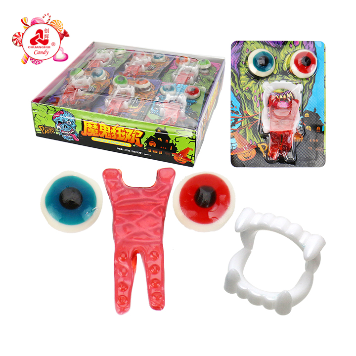 Halloween Devil Party gummy candy eyeballs, tongue shaped gummy candies with teeth toys CH-T1448