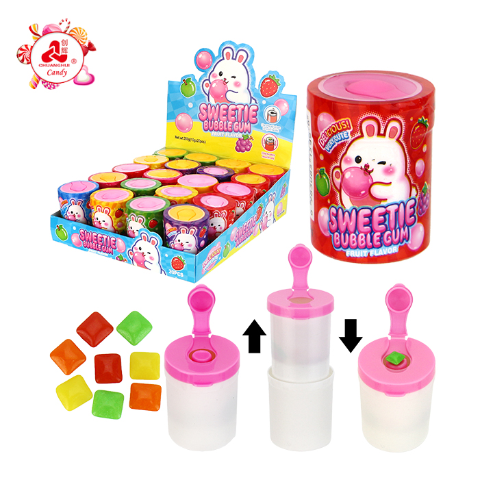 Sweetie bubble gum in retractable bottle packaging Mini square gumCH-N790-1