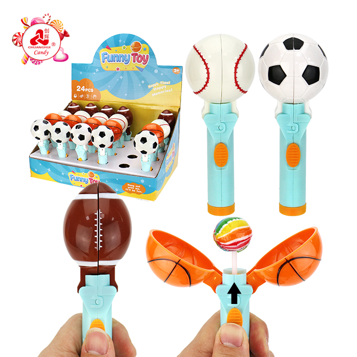 Funny Football Basketball Soccer Theme Surprise Toy Candy Lollipop CH-TB262