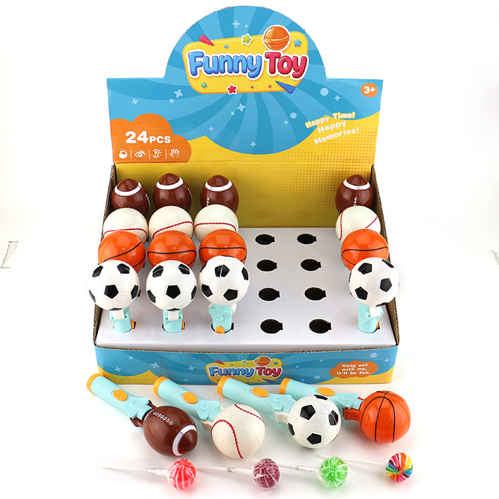 Funny Football Basketball Soccer Theme Surprise Toy Candy Lollipop CH-TB262