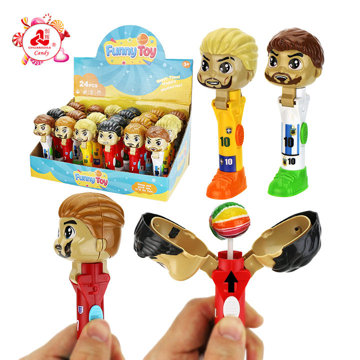 Cartoon Football Star soccer player surprise lollipop toy candy CH-TB263