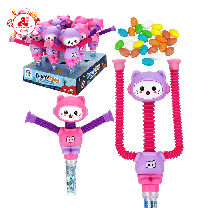 Cartoon Stretching Cat Candy Toy Telescopic Suction Cup Toy Candy CH-TB265