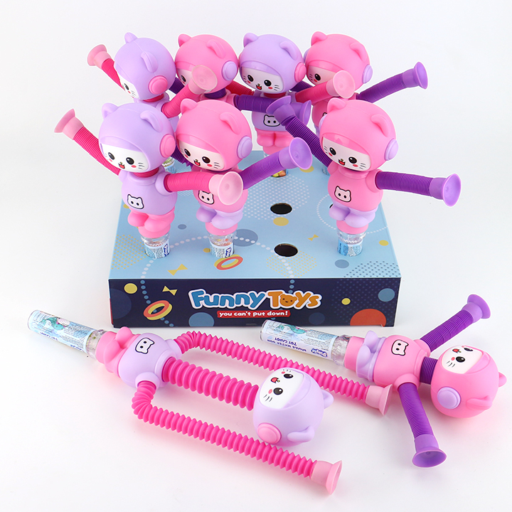 Cartoon Stretching Cat Candy Toy Telescopic Suction Cup Toy Candy CH-TB265