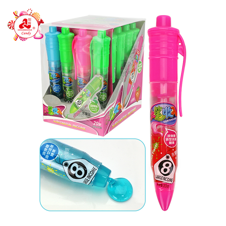 Large sized pen shaped squeezed fruit jam syrup candy toy CH-N792