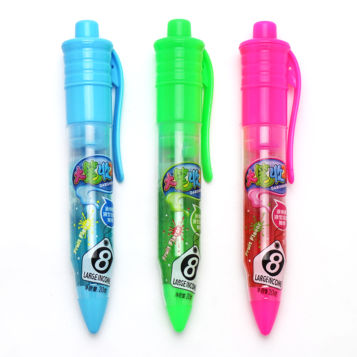 Large sized pen shaped squeezed fruit jam syrup candy toy CH-N792