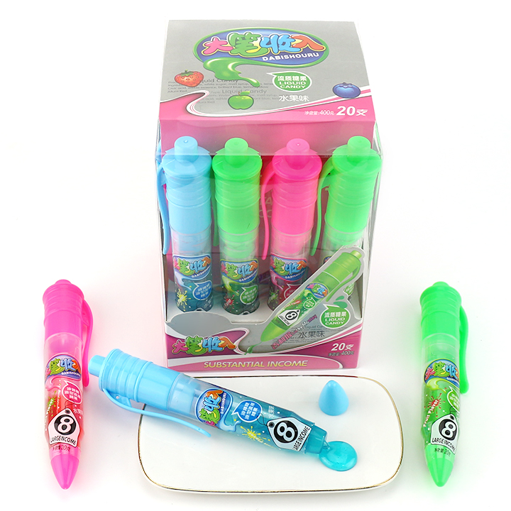 Large sized pen shaped squeezed fruit jam syrup candy toy CH-N792