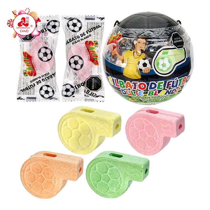 2026 World Cup Football whistle shaped pressed tablet candy CH-Z293