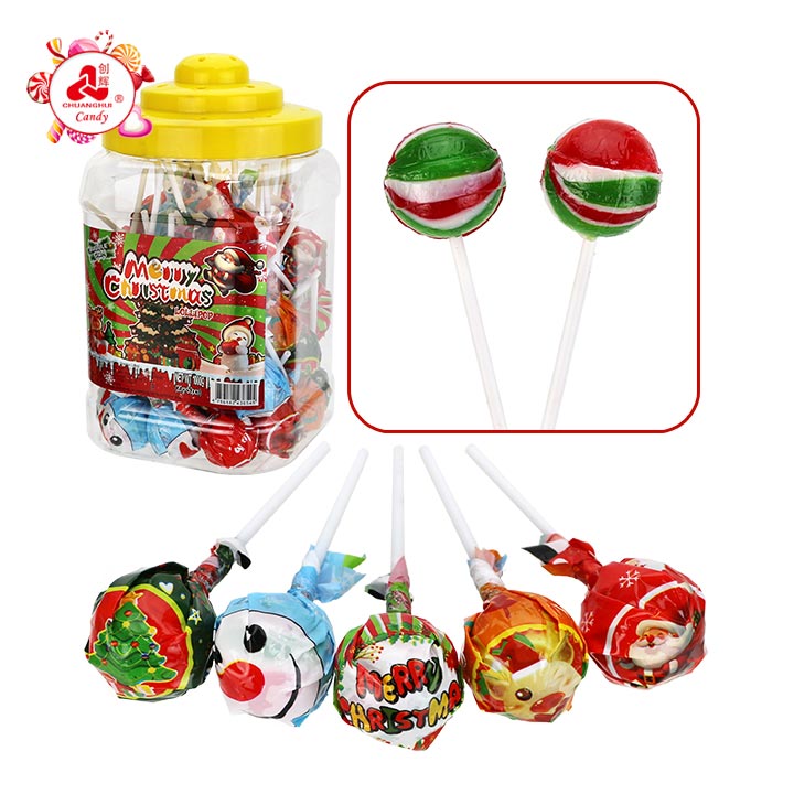 Christmas candy 20g round ball shape hard lollipop wholesale CH-BP159
