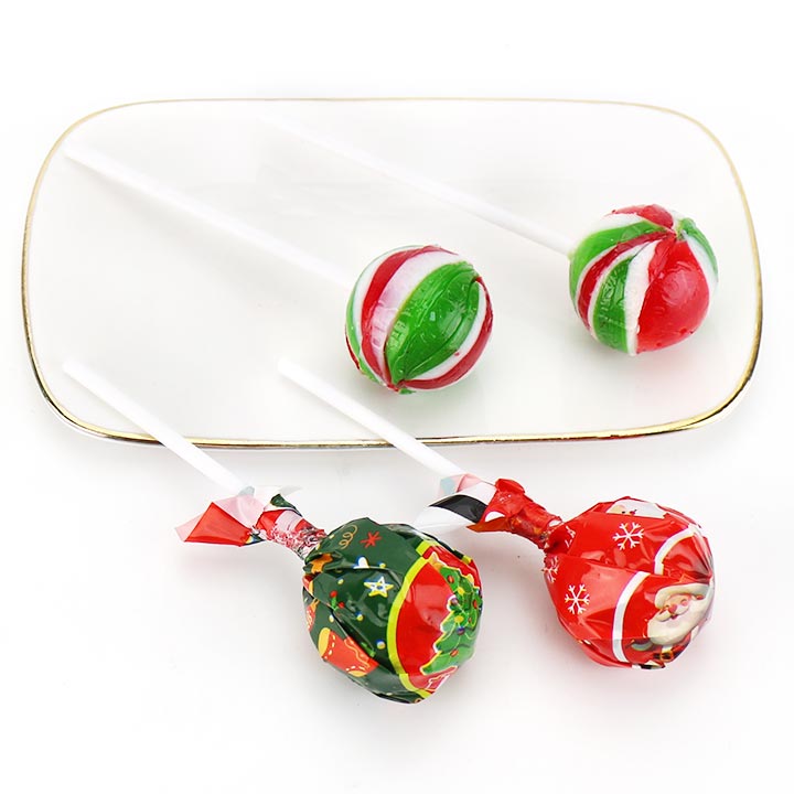 Christmas candy 20g round ball shape hard lollipop wholesale CH-BP159