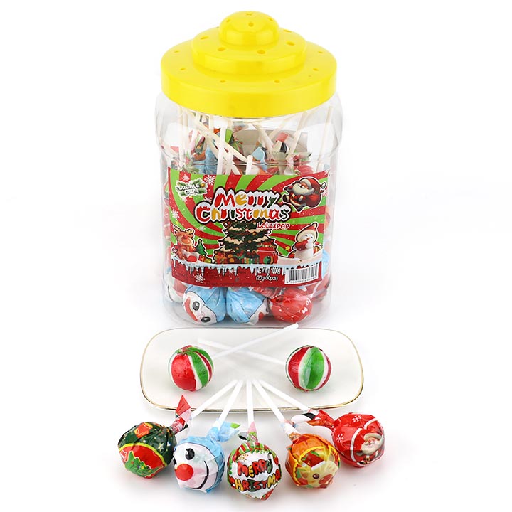Christmas candy 20g round ball shape hard lollipop wholesale CH-BP159