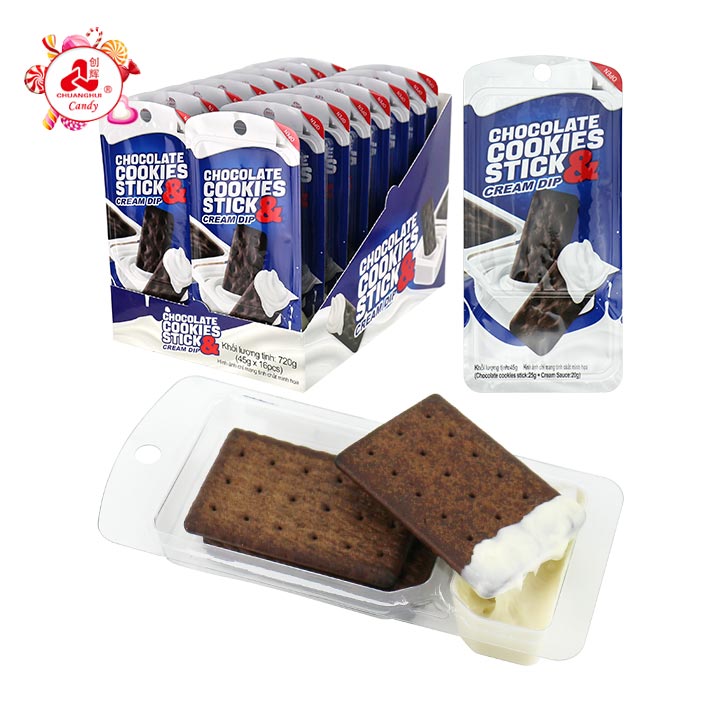 Dip Chocolate cookies square stick choco biscuits with cream sauce CH-D156-1