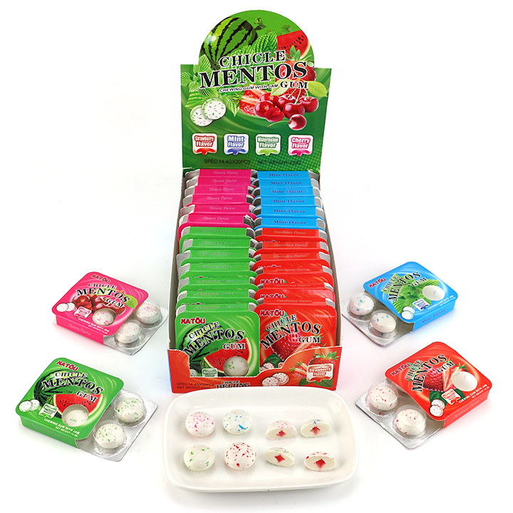 4pcs Chicle Mint Fruity Chewing Bubble Gum with Jam Filled CH-E369