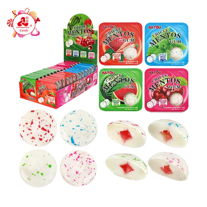 4pcs Chicle Mint Fruity Chewing Bubble Gum with Jam Filled CH-E369