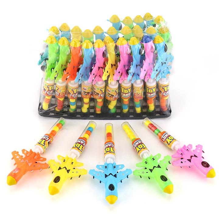 Cartoon Sliding Fighter Plane Shape Crayon Toy Candy CH-T1450