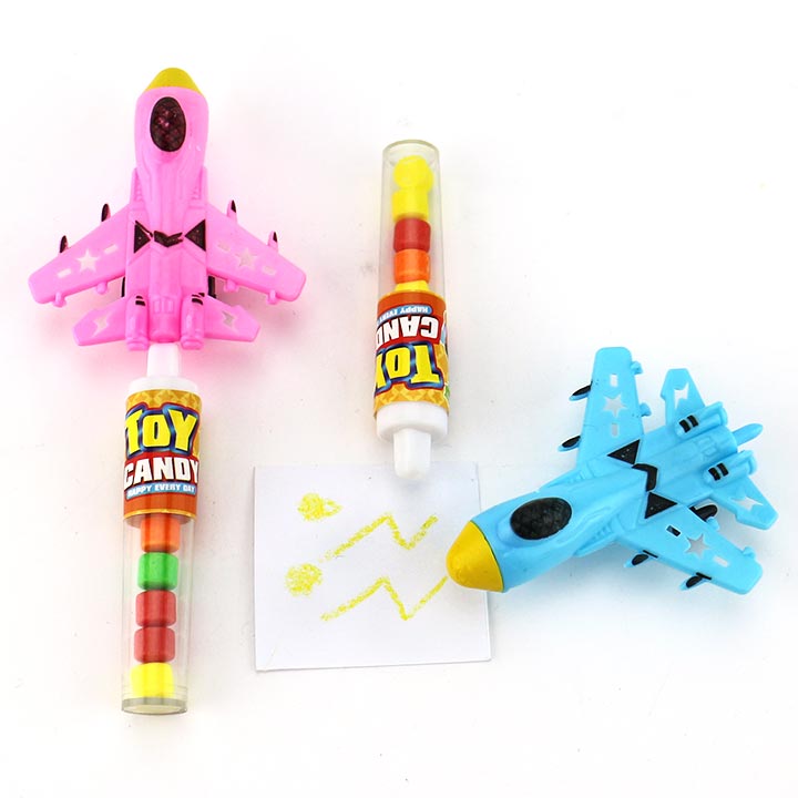 Cartoon Sliding Fighter Plane Shape Crayon Toy Candy CH-T1450