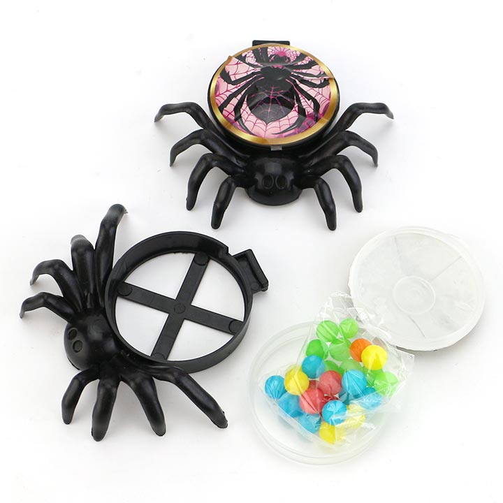 Halloween Candy Black spider shaped toy candy with mini colorful candy CH-T1452