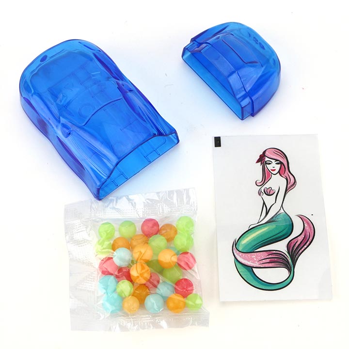 Cartoon supercar box with mini colored candy & tattoo stickers CH-T1453