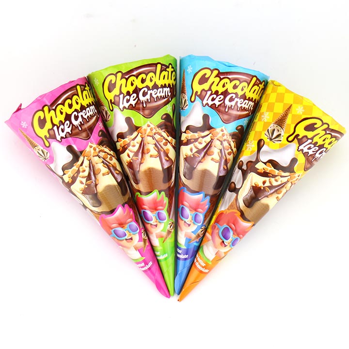 Chocolate Ice Cream Cone Shaped Wafer Filled Choco Jam and Crispy Biscuit Balls in Display Stand CH-BC180