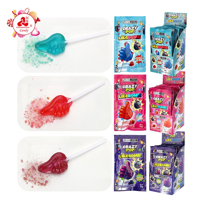 2-in-1 Finger Thumb Lollipop With Fruit Flavor Popping Candy CH-B396