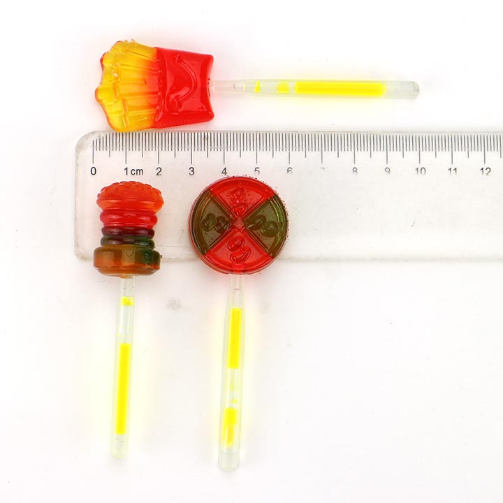 3-in-1 Hamburger,Pizza,French Fries Shaped Neon Glow Stick Lollipop with Popping Candy CH-B397
