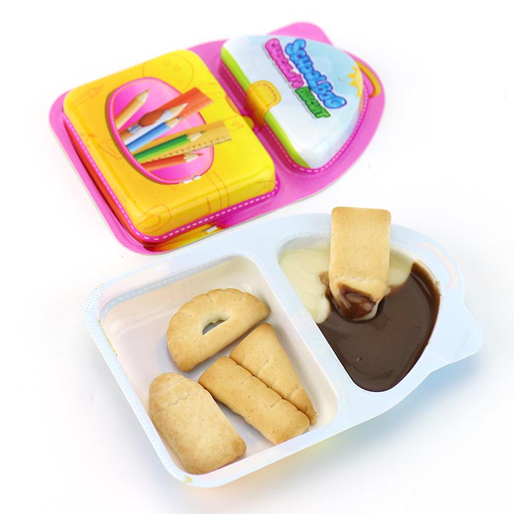 Cartoon School Bag Shaped Chocolate Dip Student Stationery Biscuit Cup BC182