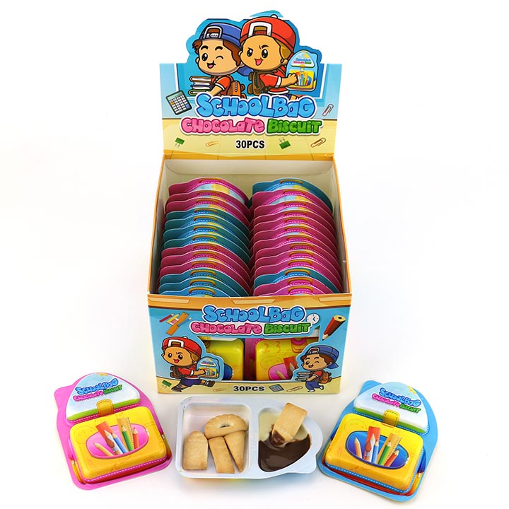 Cartoon School Bag Shaped Chocolate Dip Student Stationery Biscuit Cup BC182