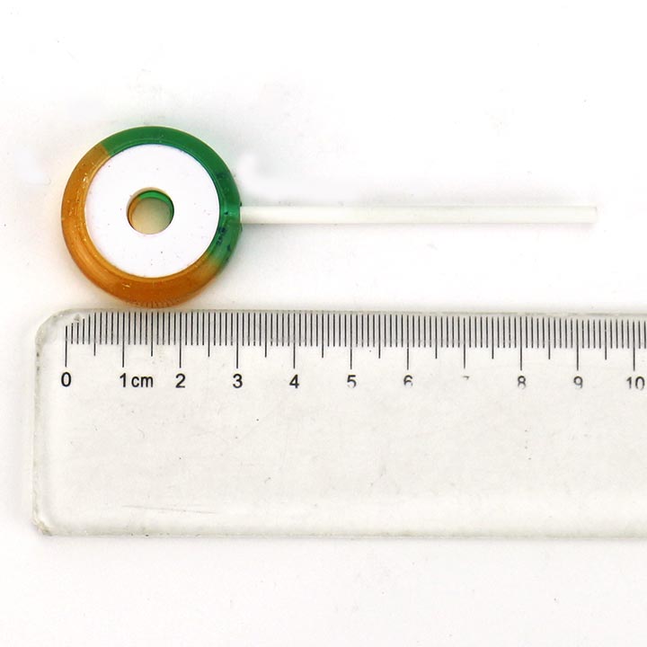 2-in-1 dual-color circular donut doughnut shaped fruit flavored hard lollipop with pressed candy BP163