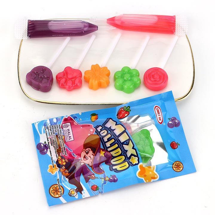 2-in-1 Mix Mini Lollipops with Squeeze Jam Liquid candy CH-BP164
