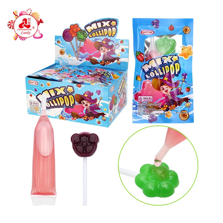 2-in-1 Mix Mini Lollipops with Squeeze Jam Liquid candy CH-BP164