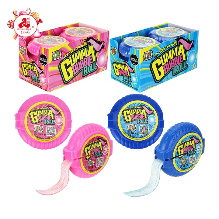 56g Large Size Gumma Bubble Gum Roll Chewing Gum Tape CH-E344-1