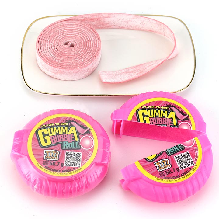 56g Large Size Gumma Bubble Gum Roll Chewing Gum Tape CH-E344-1