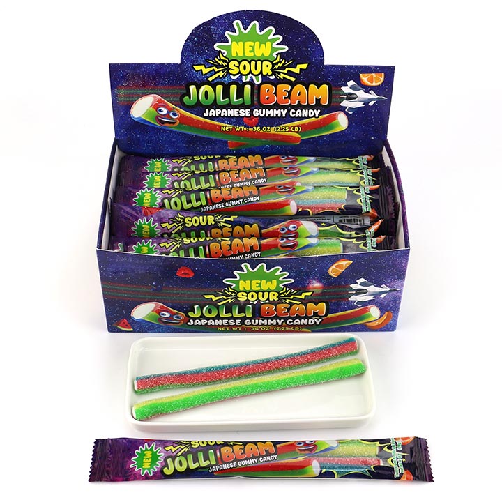HALAL 2pcs Jolli Beam Licorice Sour Straw Gummy Candy Strips with Sour Powder Filling CH-J774