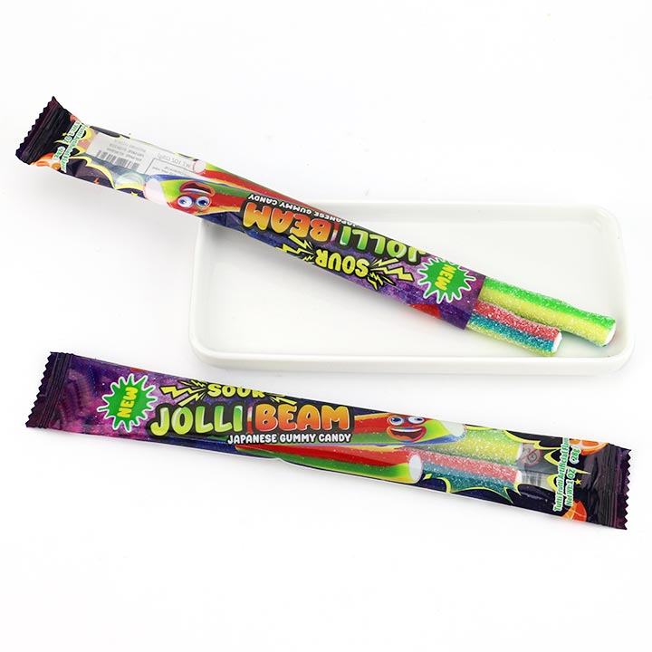 HALAL 2pcs Jolli Beam Licorice Sour Straw Gummy Candy Strips with Sour Powder Filling CH-J774