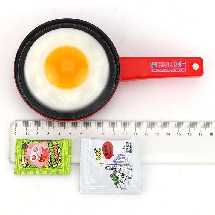 70g DIY Fried Egg jelly pudding with pan toy & strawberry jam & popping candy CH-K323
