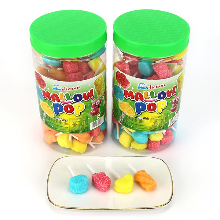 Mini colored marshmallow pop with pearl coated candy lollipop CH-M251