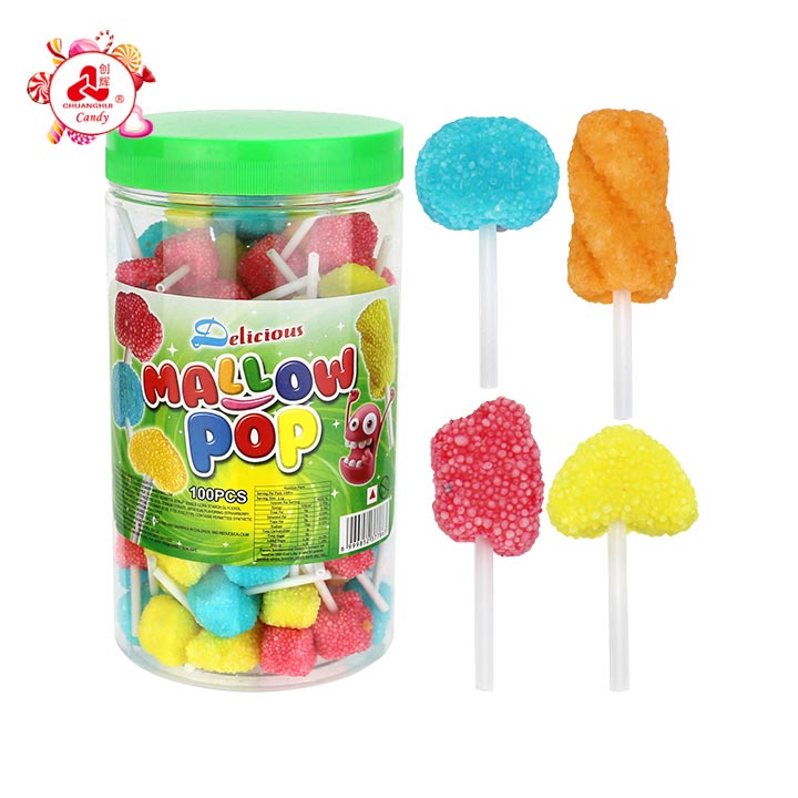 Mini colored marshmallow pop with pearl coated candy lollipop CH-M251